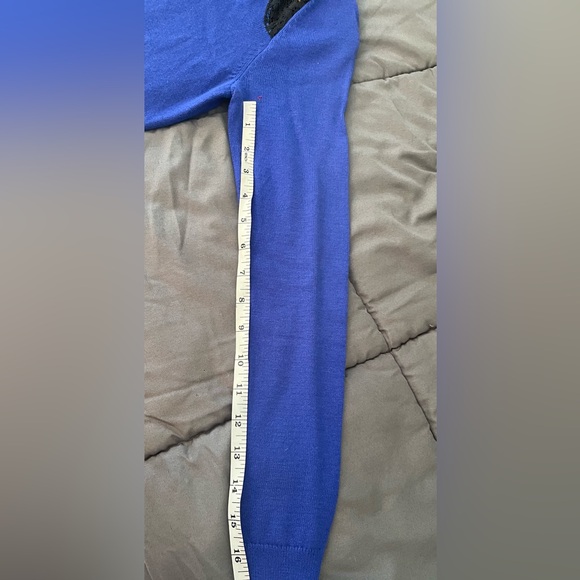 Ann Taylor Royal Blue Sweater Dress with Black Lace Shoulders - Picture 8 of 9